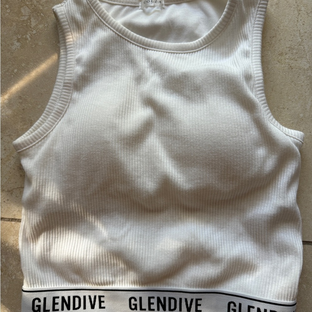 GLENDIVE White Ribbed Tank Top